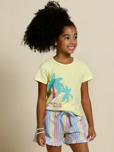 Conjunto Blusa e Shorts Tricoline Color Stripes