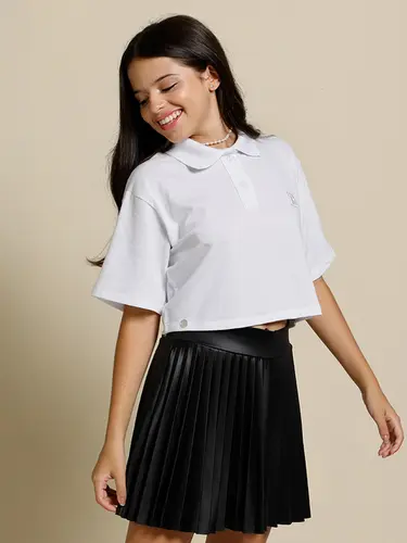 Blusa Polo Cropped Piquet Poah