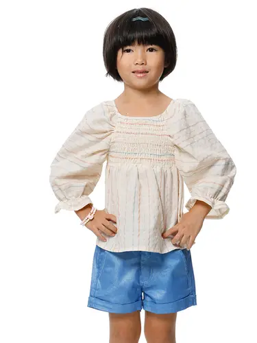Conjunto Bata e Shorts Listras Shine