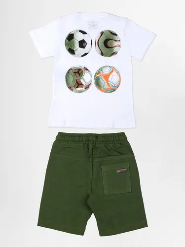 Conjunto Infantil de Camiseta e Bermuda de Moletinho Soccer