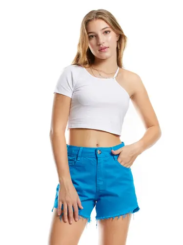 Shorts Sarja Cintura Alta Color Poah