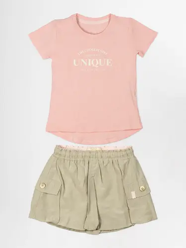 Conjunto Infantil Blusa Cotton Com Saia Tricoline Parachute Unique