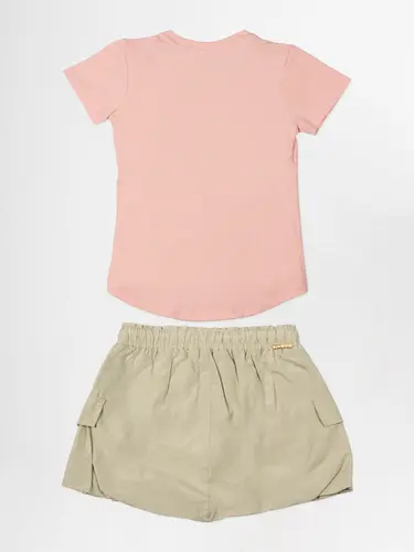 Conjunto Infantil Blusa Cotton Com Saia Tricoline Parachute Unique