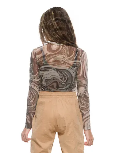 Blusa Tule Com Top Cotton Abstract