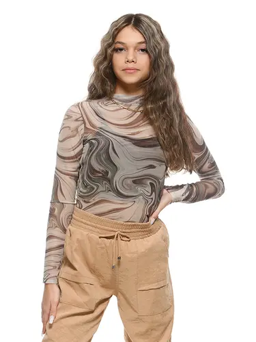 Blusa Tule Com Top Cotton Abstract
