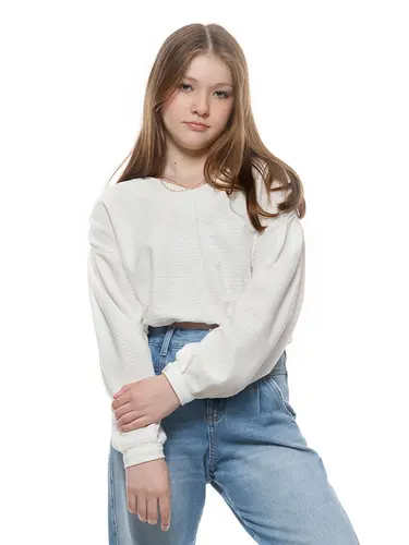Blusa Cropped Manga Bufante Maquinetada