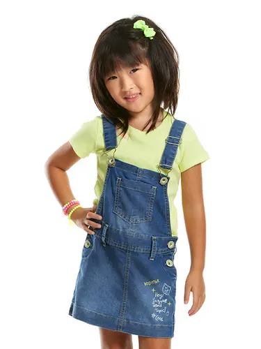 Conjunto Salopete Jeans Bear e Blusa Cotton