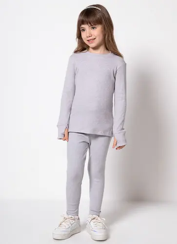 Kit Infantil Blusa E Calça Legging Canelada Flanellato