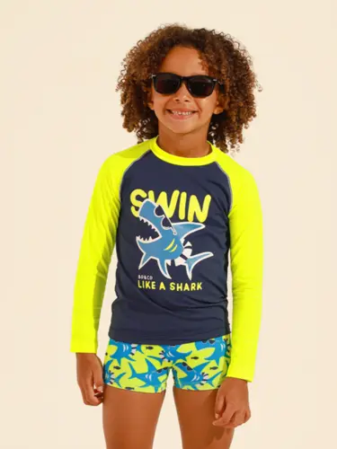 Kit Beachwear Infantil Shark Proteção UV 50