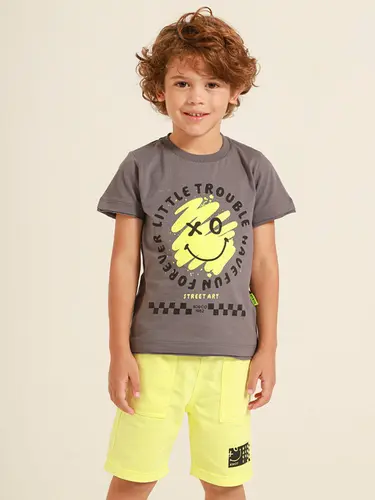 Conjunto Infantil Camiseta Moletinho Little Trouble