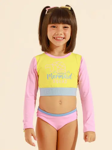 Kit Beachwear Infantil Cropped Mermaid Squad