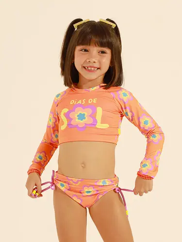 Kit Beachwear Infantil Cropped Flores Colorê