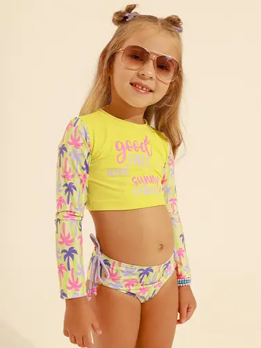 Kit Beachwear Infantil Cropped Tropical Vibes
