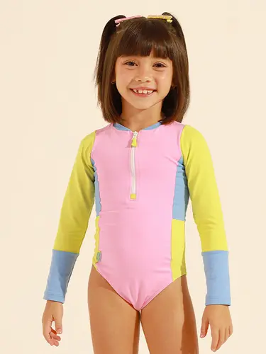 Maiô Infantil Manga Longa Mermaid Squad