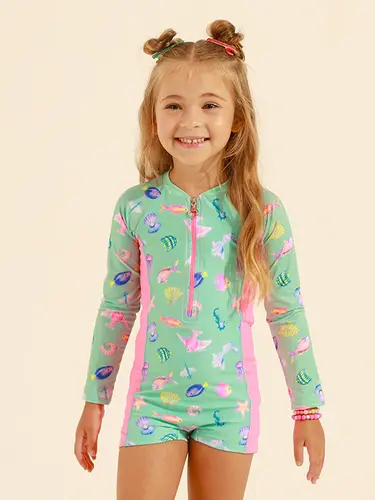 Maiô Infantil Manga Longa Shorts The Sea