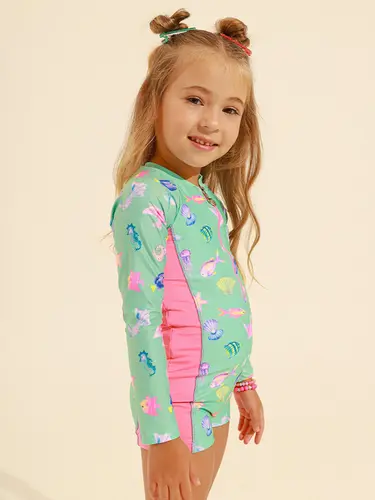 Maiô Infantil Manga Longa Shorts The Sea