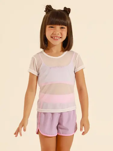 Trijunto Infantil Blusa E Top Com Shorts Microfibra Mini
