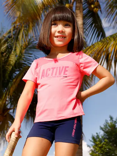 Conjunto Infantil Blusa Com Bermuda Ciclista Active
