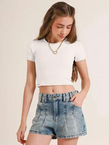 Blusa Cropped Canelado Basic