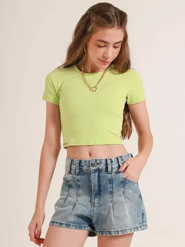 Blusa Cropped Canelado Basic