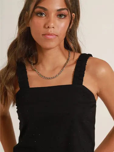 Blusa Cropped Strass Black