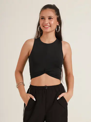 Blusa Cropped Lycra Transpassada Elastic