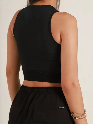 Blusa Cropped Lycra Transpassada Elastic