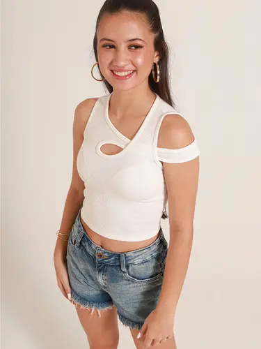 Blusa Cropped Canelado Isa