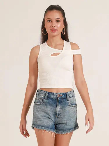 Blusa Cropped Canelado Isa