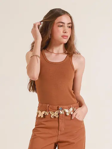 Blusa Baby Tee Canelado Mavy