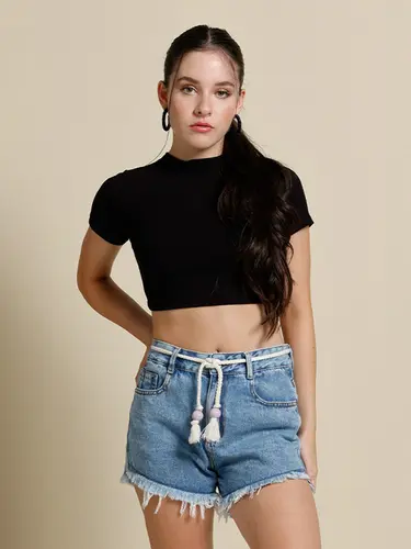Top Gola Alta Canelado Jade