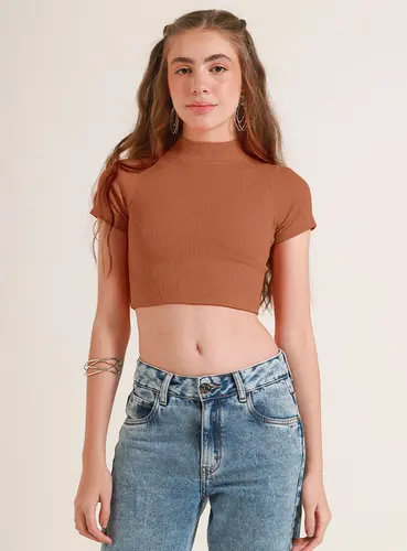 Top Gola Alta Canelado Jade