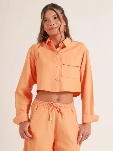 Camisa Cropped De Viscose
