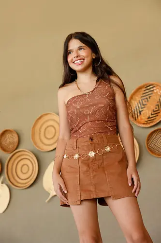 Shorts Saia Sarja Color Com Bolsos