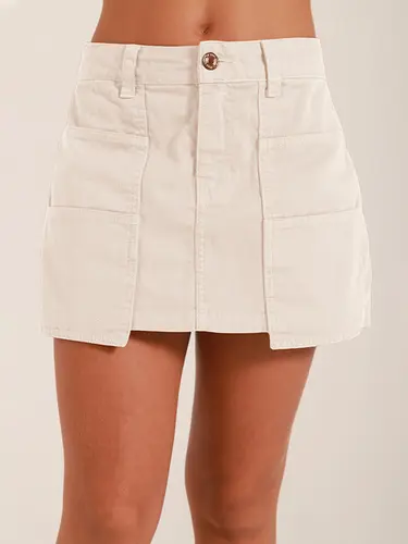Shorts Saia Sarja Color Com Bolsos