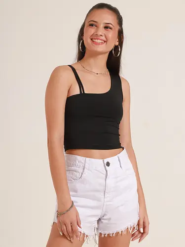 Shorts Sarja Cintura Alta Color PN