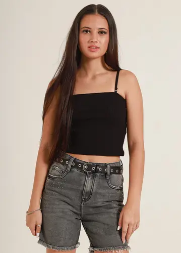 Bermuda Jeans Black Strass Stone