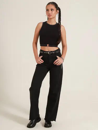 Calça Sarja Wide Leg Color