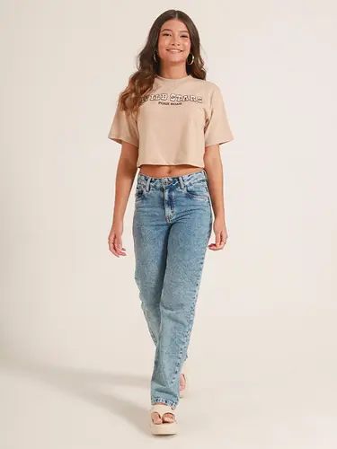 Calça Jeans Reta Stone Poah