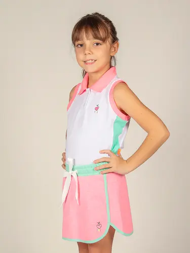 Conjunto Infantil Regata Polo E Shorts Saia Moletinho Cute