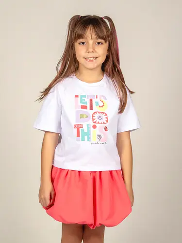 Conjunto Infantil Blusa E Saia Balone Colorful