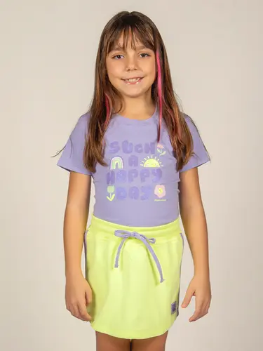 Conjunto Infantil Blusa E Shorts Saia Moletinho Happy Day