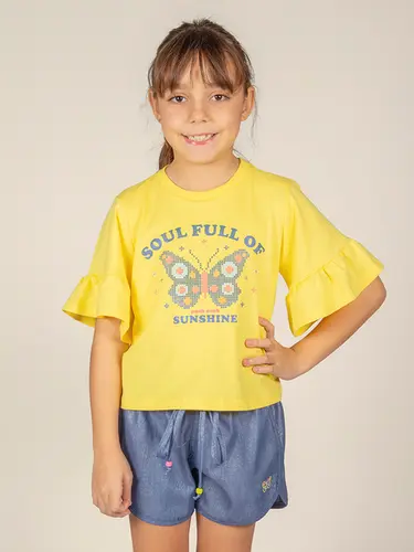 Conjunto Infantil Blusa E Shorts Sarja Sunshine