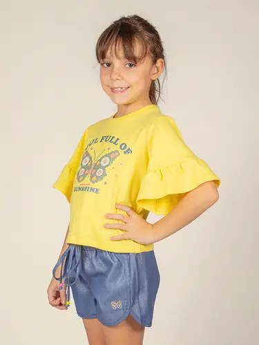 Conjunto Infantil Blusa E Shorts Sarja Sunshine