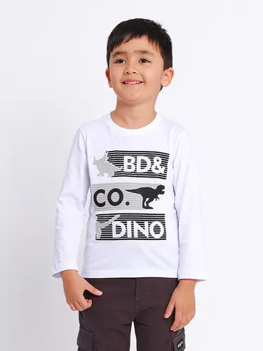Camiseta Infantil Dino Manga Longa