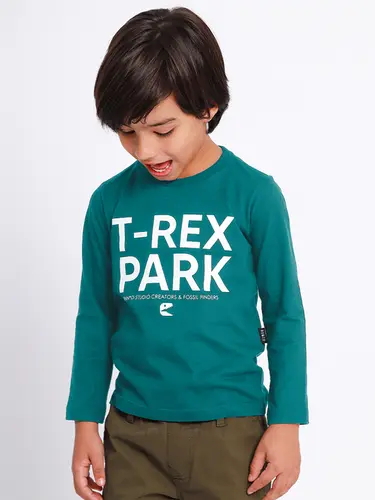 Camiseta Infantil T-Rex Manga Longa