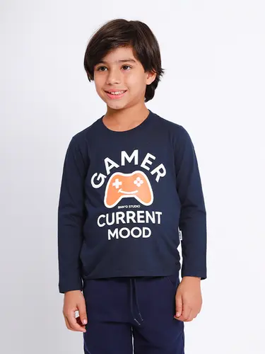 Camiseta Infantil Gamer Manga Longa