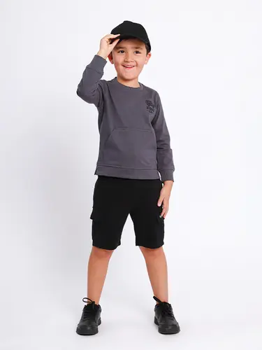 Bermuda Infantil Sarja Cargo com Bolsos Laterais