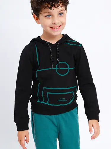 Conjunto Infantil Camiseta e Calça Moletinho Soccer Field com Capuz
