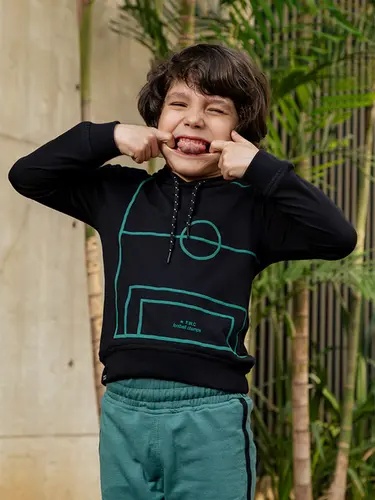 Conjunto Infantil Camiseta e Calça Moletinho Soccer Field com Capuz